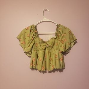 Cropped Babydoll Style Flowy Spring Top